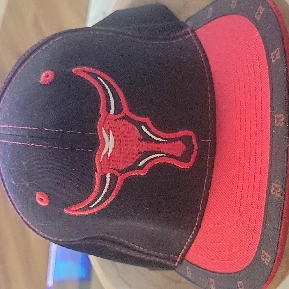 Black and Red Bulls Logo Cap   New Without Tags